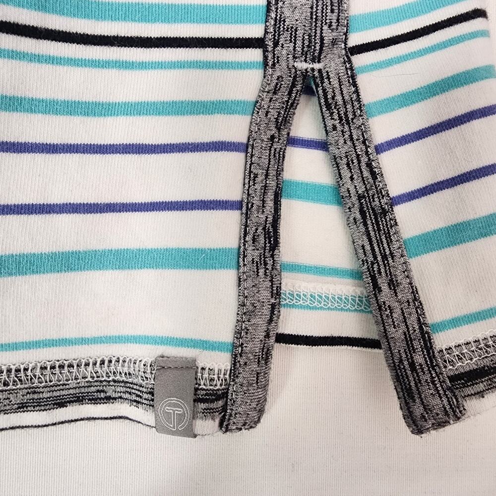 T By Talbots Womens Top Preppy Stripe Laceup Pullover 3/4 Sleeve Relax Pocket 2X - Picture 10 of 12